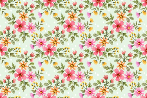 Download Sweet Pink Flower on Green Pattern. - Pink Collection