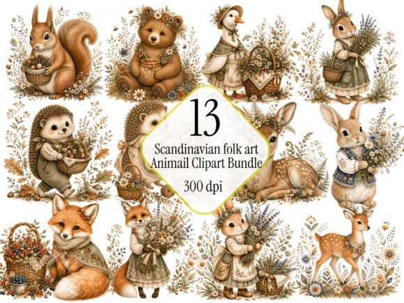 Download Scandinavian Woodland Animal Clipart Bun - Scandinavian Collection