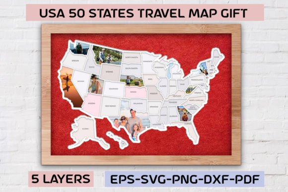 Download USA Travel Push Pin Map SVG Laser Cut - Map Collection