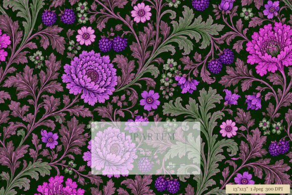 Download Victorian Floral Dark Pink Green Pattern - Pink Collection