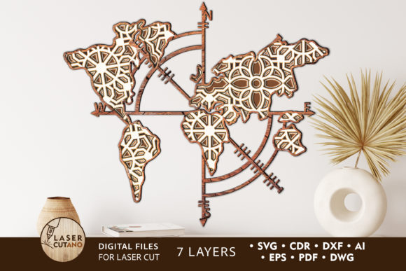 Download Compass Map Multilayer Laser Cut Files - Map Collection