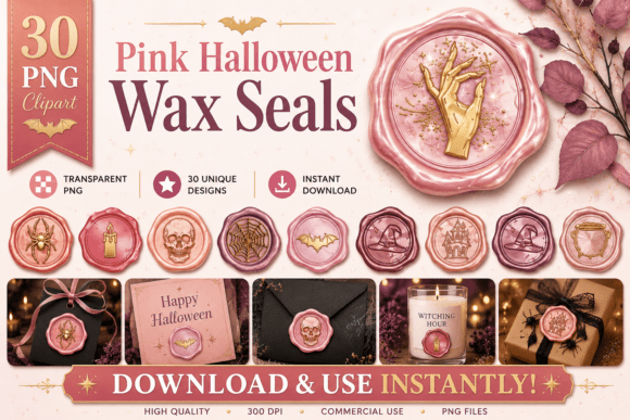 Download Elegant Pink Halloween Wax Seals - Pink Collection