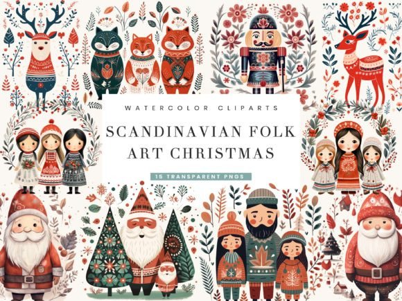 Download Scandinavian Folk Art Christmas Clipart - Scandinavian Collection