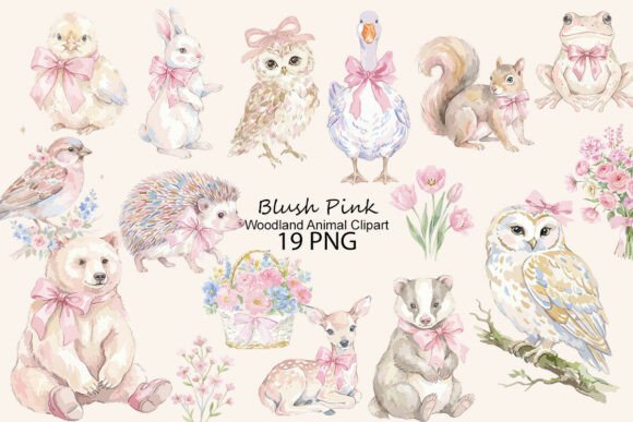 Download Blush Pink Woodland Animal Clipart - Pink Collection