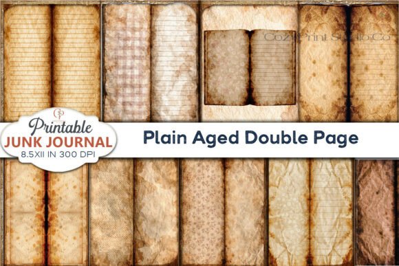 Download Plain Aged Double Page Junk Journal Page - Aged Collection