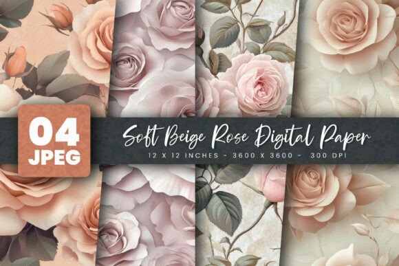 Download Soft Beige Rose Digital Paper - Soft Collection