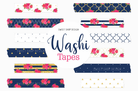 Download Digital Washi Indigo Pink Flowers - Pink Collection