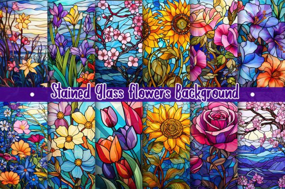 Download Stained Glass Flowers Background - Stained Collection