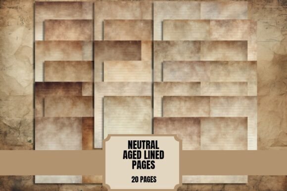 Download Neutral Aged Lined Junk Journal Pages - Aged Collection