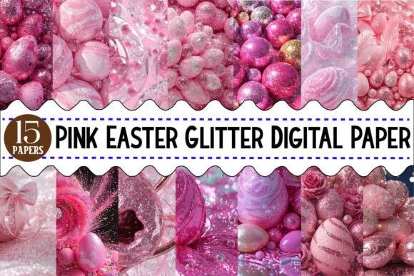 Download Pink Easter Glitter Digital Paper Bundle - Pink Collection