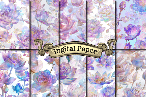 Download Glass Pink Lotus and Rose Digital Paper - Pink Collection