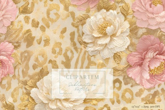 Download Pink Gold Leopard Floral Pattern Design - Pink Collection