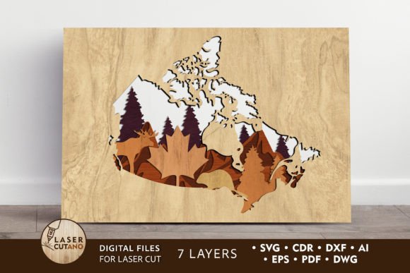 Download Map CANADA Cut Template Wall Art Panel - Map Collection