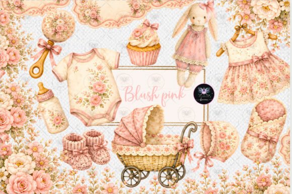 Download Blush Pink Floral Baby Clipart - Pink Collection