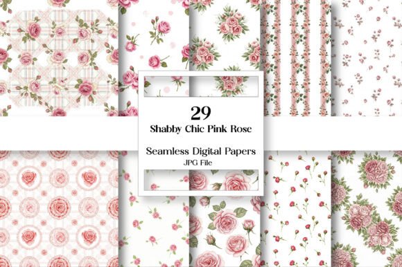 Download Shabby Chic Pink Rose Digital Paper - Pink Collection