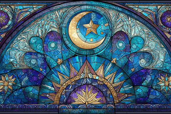 Download Stained Glass Sun Moon Window - Stained Collection