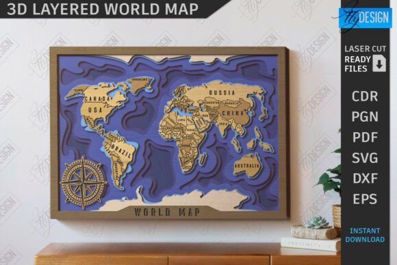 Download 3D Multilayer Wall World Map Laser Cut - Map Collection