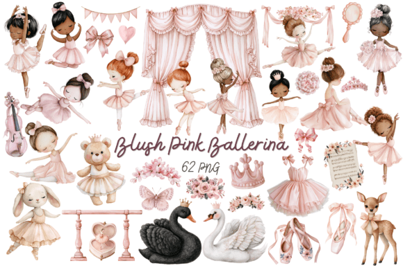 Download Blush Pink Ballerina Clipart Bundle - Pink Collection