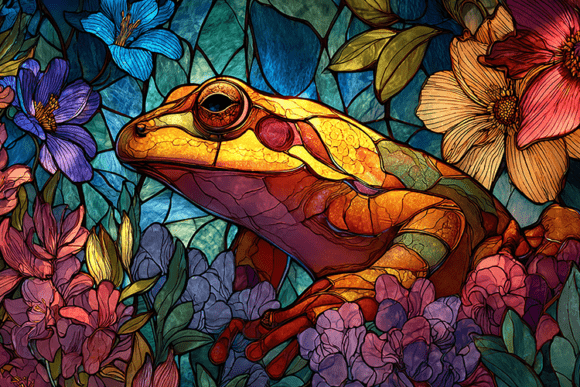 Download Stained Glass Red-Eyed Tree Frog - Stained Collection