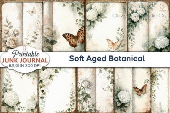 Download Soft Aged Botanical Junk Journal Pages - Aged Collection