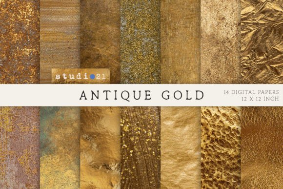 Download Antique Gold Digital Textures, Aged Gold - Aged Collection