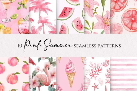 Download Pink Summer Seamless Patterns - Pink Collection