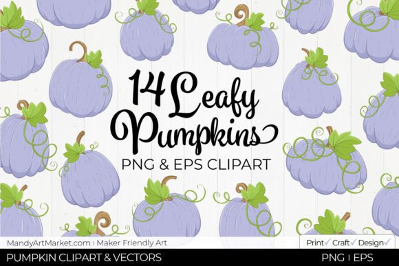 Download Leafy Pumpkins Clipart - Periwinkle - Premium Bundle