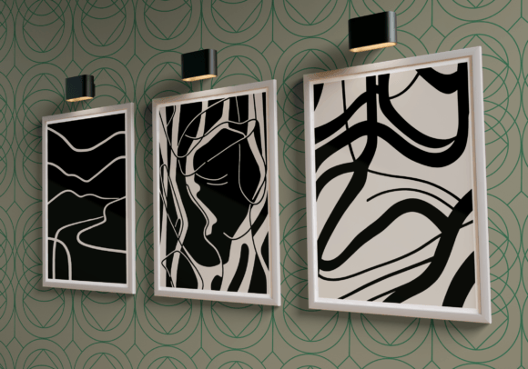 Download Set of 3 Scandinavian Abstract Lines Art - Scandinavian Collection
